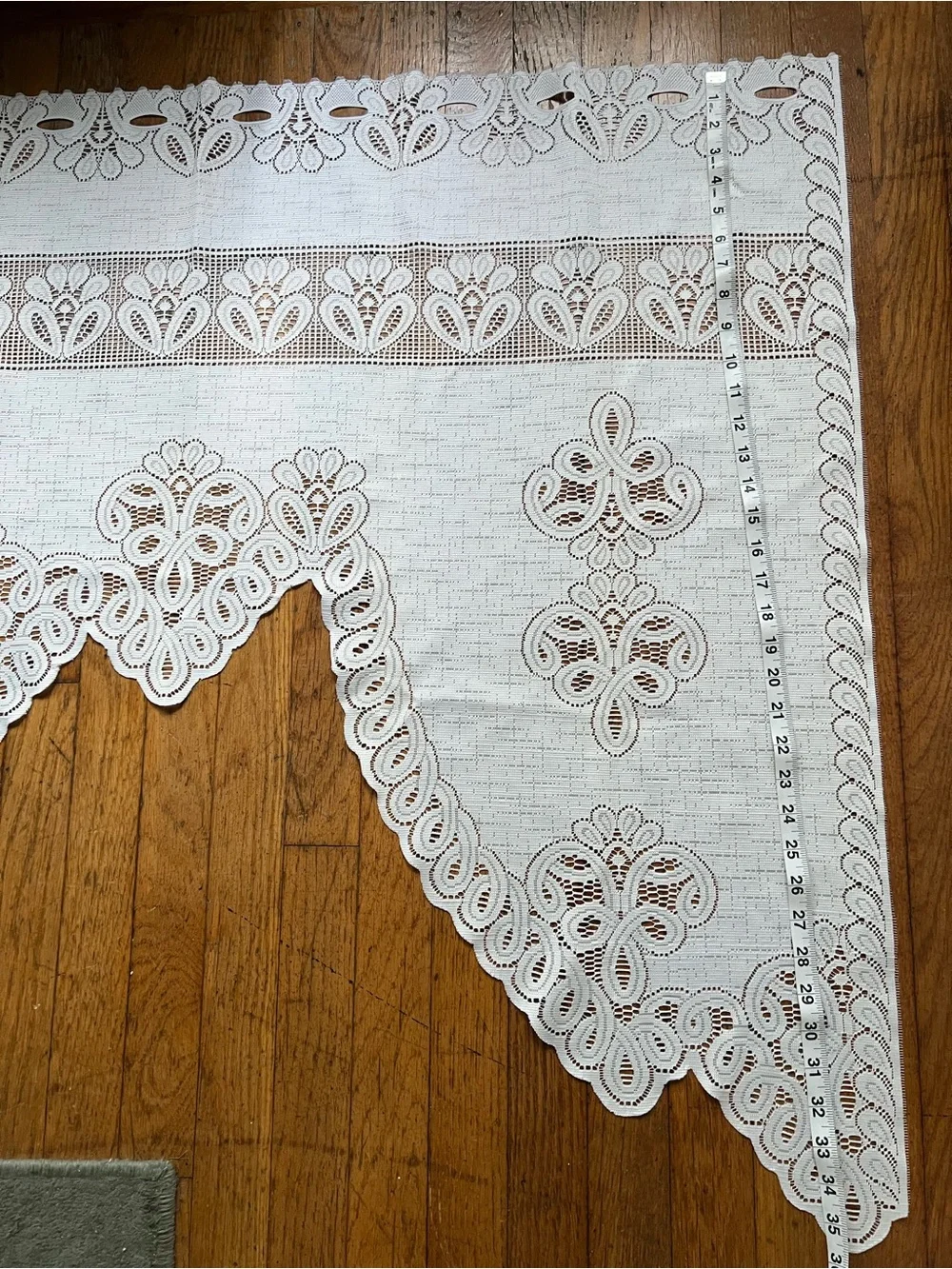 Set of Four White Lace Scalloped Valance Curtains